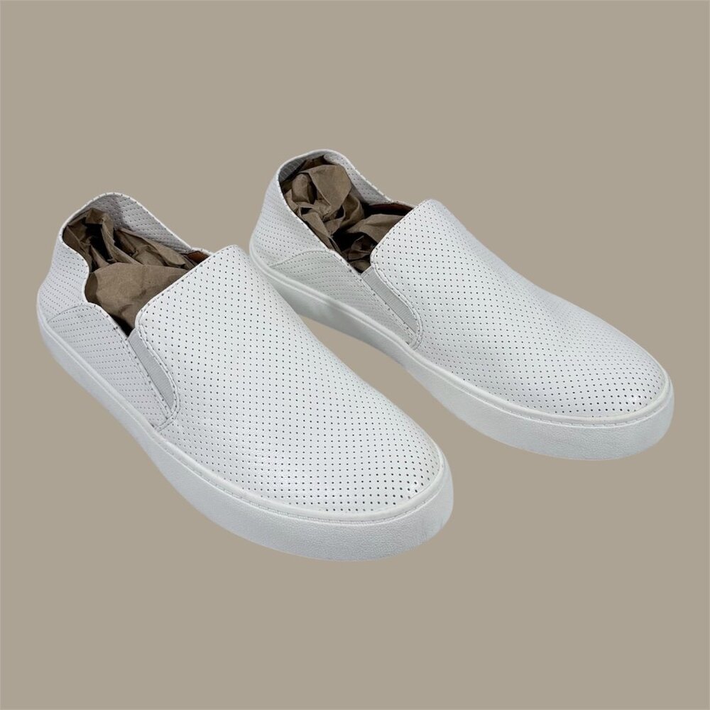 Steve Madden Womens Fayna White Perforated Slip-On Sneakers Size 8 Casual Comfor